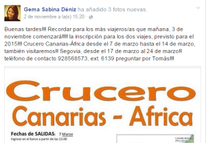 El indiscreto Facebook de Gema Sabina (detalle)
