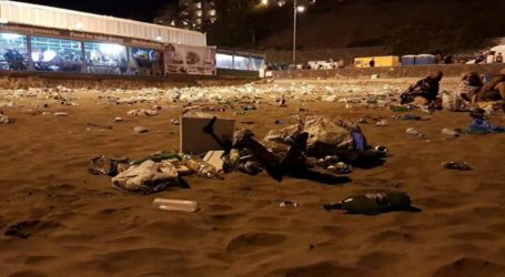 Basura y +basura en las playas y calles de Maspalomas tras el carnaval internacional