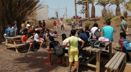 Niños y niñas de un campus de verano reforestan el barranquillo de Pozo Izquierdo