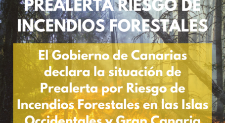 Situación de prealerta por riesgo de incendios forestales en las Islas Occidentales y Gran Canaria